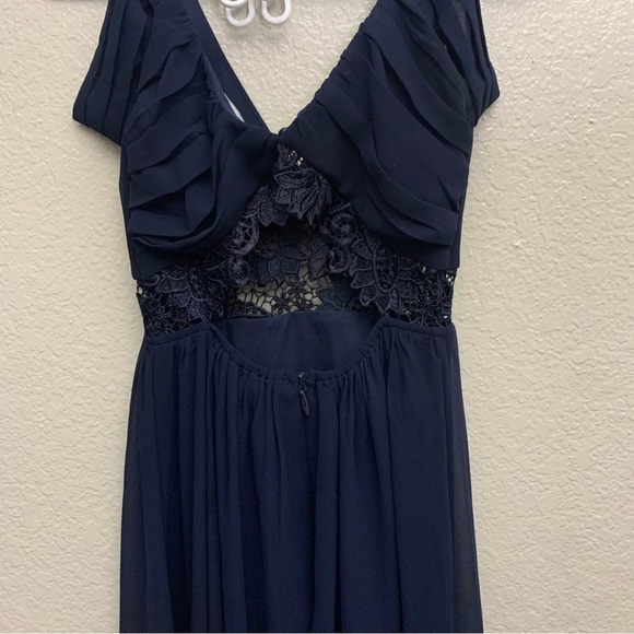 Lulus Women’s Have This Dance Navy Blue Lace Off-the-Shoulder Maxi Dress Size XS - Picture 5 of 9